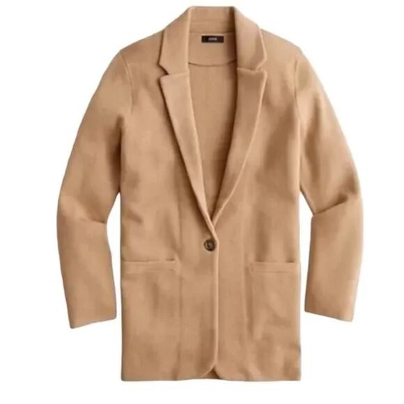 J. CREW Cecile Relaxed Sweater Blazer Heathered Acorn Tan Camel Sz 3X {3U20} - Picture 2 of 7